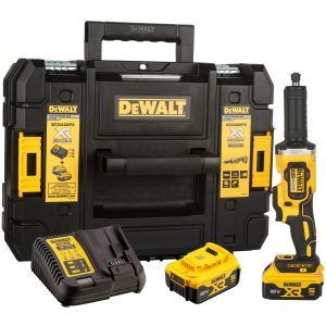 Аккумуляторная прямошлифовальная машина DEWALT DCG426P2, 18 В, 38 мм, 25000 об/мин, с 2 АКБ 5 Ач и ЗУ, в кейсе TSTAK (DCG426P2-QW)