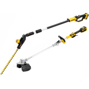 Аккумуляторный набор садовой техники DEWALT, 18 В: кусторез-высоторез DCMPH566 + триммер DCMST561, с АКБ 5 Ач и ЗУ