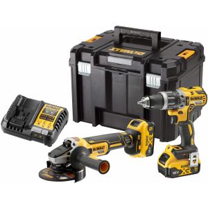 Аккумуляторный набор DEWALT DCK2080P2T, 18 В: дрель-шуруповерт DCD796 + УШМ DCG405, с 2 АКБ 5 Ач и ЗУ, в кейсе TSTAK