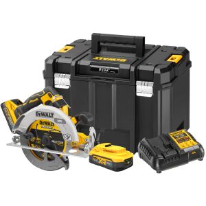 Аккумуляторная дисковая пила DEWALT DCS573H2T, 18/54 В, 190 мм, 5500 об/мин, с 2 АКБ 5 Ач и ЗУ, в кейсе TSTAK (DCS573H2T-QW)