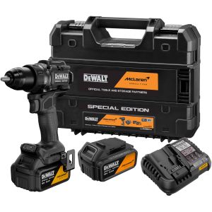 Аккумуляторная дрель-шуруповерт DEWALT McLaren Limited Edition DCD81MP2T, 18 В, 2000 об/мин, с 2 АКБ 5 Ач и ЗУ, в кейсе TSTAK
