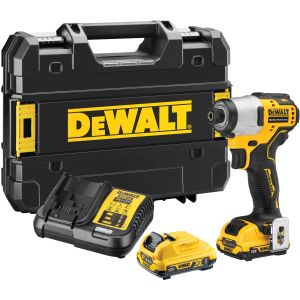 Аккумуляторный шуруповерт DEWALT DCF801D2, 12 В, 163 Нм, 3600 уд/мин, с 2 АКБ 2 Ач и ЗУ, в кейсе TSTAK (DCF801D2-QW)
