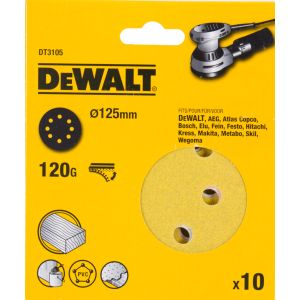 Шлифовальные круги DEWALT DT3105, 125 мм, 8 отверстий, 120G, 10 шт.