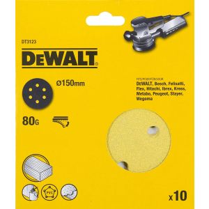Шлифкруги DEWALT DT3123, 150 мм, 6 отверстий, 80G, 10 шт.