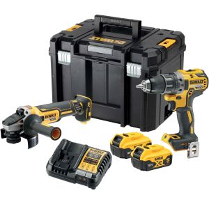 Аккумуляторный набор DEWALT DCK2020P2T: дрель-шуруповерт DCD791 + угловая шлифмашина DCG405, с 2 АКБ 5 Ач и ЗУ, в кейсе TSTAK