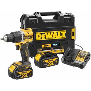 Ударная дрель-шуруповерт DEWALT DCD100YM2T, 18 В, 1650 об/мин, 28050 уд/мин, с 2 АКБ 4 Ач и ЗУ, в кейсе TSTAK (DCD100YM2T-QW)