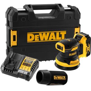 Аккумуляторная эксцентриковая шлифмашина DEWALT DCW210P1T, 18 В, 125 мм, 12000 кол/мин, с АКБ 5 Ач и ЗУ, в кейсе TSTAK