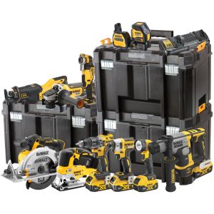 Аккумуляторный набор DEWALT DCK1012P4T, 18 В: 10 инструментов, с 4 АКБ 5 Ач и двойным ЗУ, в 3 кейсах TSTAK (DCK1012P4T-QW)