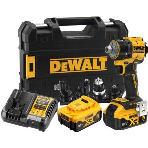 Аккумуляторная дрель-шуруповерт DEWALT DCD803P2T, 18 В, 1650 об/мин, с комплектом насадок, 2 АКБ 5 Ач и ЗУ, в кейсе TSTAK