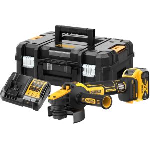 Аккумуляторная угловая шлифмашина DEWALT DCG409VSP1T, 18/54 В, 125 мм, 9000 об/мин, с АКБ 5 Ач и ЗУ, в кейсе TSTAK
