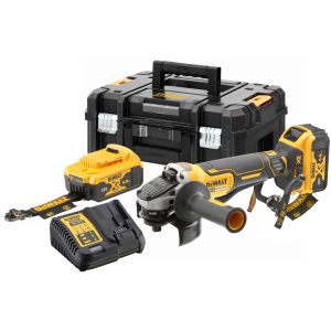 Аккумуляторная угловая шлифмашина DEWALT DCG406P2LRT, 18 В, 125 мм, 9000 об/мин, с 2 АКБ 5 Ач и ЗУ, в кейсе TSTAK (DCG406P2LRT-QW)