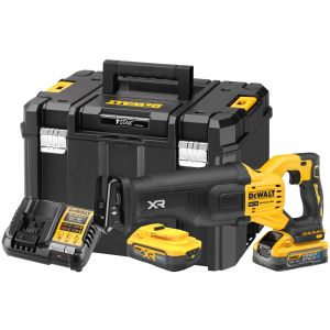 Аккумуляторная сабельная пила DEWALT DCS386H2T, 18/54 В, 3000 ход/мин, 28.6 мм, с 2 АКБ 5 Ач и ЗУ, в кейсе TSTAK (DCS386H2T-QW)