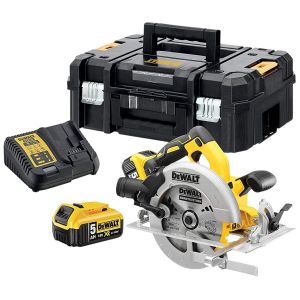 Аккумуляторная дисковая пила DEWALT DCS570P2, 18 В, 184 мм, 5500 об/мин, с 2 АКБ 5 Ач и ЗУ, в кейсе TSTAK (DCS570P2-QW)