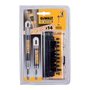 Набор бит DEWALT с двумя магнитными держателями, 25 мм, HEX, 14 шт. (DT70512T-QZ)
