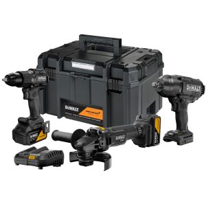 Аккумуляторный набор DEWALT McLaren Limited Edition DCK3222MP2T, 18 В: дрель + гайковерт + УШМ, с 2 АКБ 5 Ач и ЗУ, в кейсе TSTAK