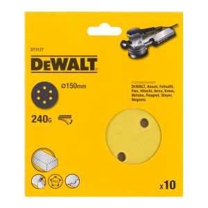Шлифкруги DEWALT DT3127, 150 мм, 6 отверстий, 240G, 10 шт.