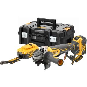 Аккумуляторная угловая шлифмашина DEWALT DCG406P2LRT, 18 В, 125 мм, 9000 об/мин, с 2 АКБ 5 Ач без ЗУ, в кейсе TSTAK (DCG406P2LRT-XJ)