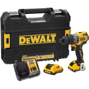 Ударная дрель-шуруповерт DEWALT DCD706D2, 12 В, 1500 об/мин, 25500 уд/мин, с 2 АКБ 2 Ач и ЗУ, в кейсе TSTAK (DCD706D2-QW)