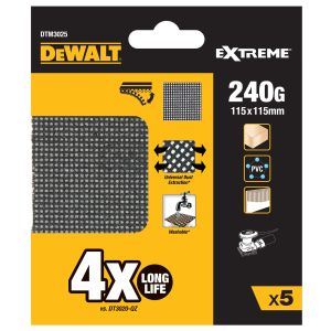 Сетчатый шлифлист DEWALT DTM3025, 115х115 мм, 240G, 5 шт. (DTM3025-QZ)