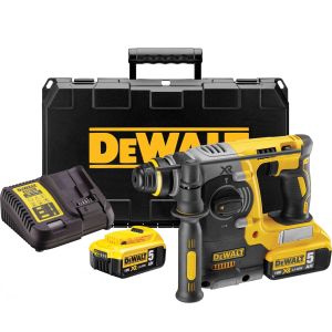 Аккумуляторный перфоратор DEWALT DCH273P2, 18 В, 2.1 Дж, 4600 уд/мин, с 2 АКБ 5 Ач и ЗУ, в кейсе (DCH273P2-QW)