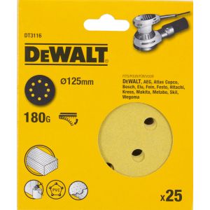 Шлифовальные круги DEWALT DT3116, 125 мм, 8 отверстий, 180G, 25 шт.