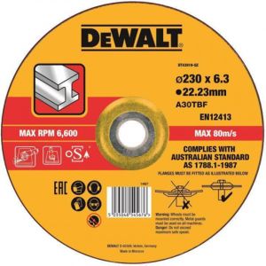 Круг обдирочный по металлу DEWALT DT43919, HIGH PERFORMANCE, 230 x 6.3 мм