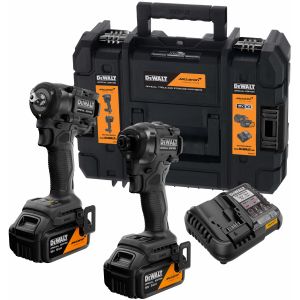 Аккумуляторный набор DEWALT McLaren Limited Edition DCK2224MP2T, 18 В: шуруповерт + гайковерт, с 2 АКБ 5 Ач и ЗУ, в кейсе TSTAK