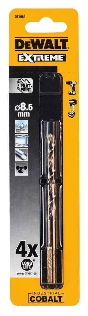 Сверло DEWALT DT4963, по металлу COBALT 5%, 8.5 x 117 x 72 мм