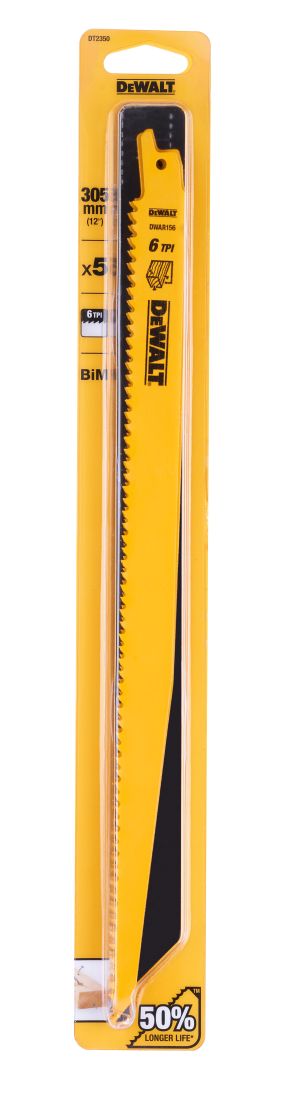 Полотно DEWALT DT2350, по дереву для сабельных пил биметаллическое, BiM, 305 x 4.2 мм, S1411DF, 5 шт.