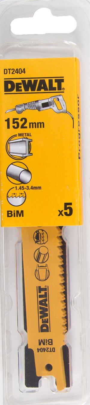 Полотно DEWALT DT2404, Progressor по металлу сабельных пил биметаллическое, BiM, 150 x 1.4-3.35 мм, S123XF, 5 шт.