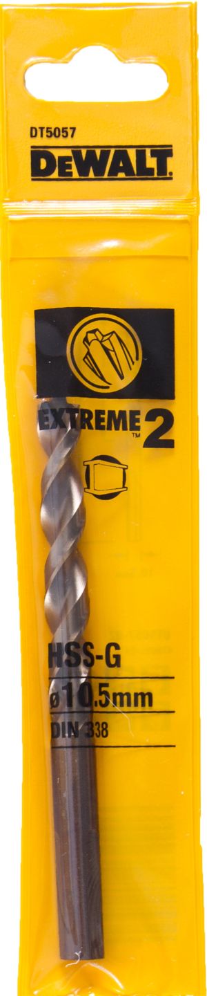 Сверло DEWALT EXTREME 2 DT5057, по металлу HSS-G, 10.5 x 133 x 84 мм