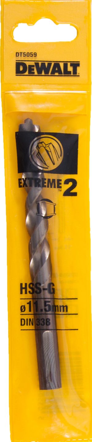 Сверло DEWALT EXTREME 2 DT5059, по металлу HSS-G, 11.5 x 142 x 91 мм