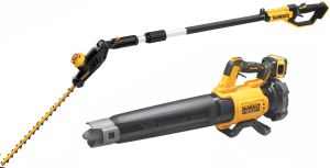 Аккумуляторный набор садовой техники DEWALT, 18 В: кусторез-высоторез DCMPH566 + воздуходувка DCMBL562, с АКБ 5 Ач и ЗУ