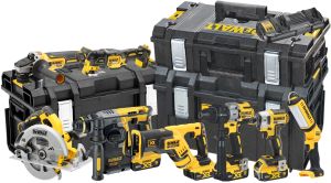 Аккумуляторный набор DEWALT DCK853P4, 18 В: 8 инструментов, с 4 АКБ 5 Ач и двойным ЗУ, в 3 кейсах TOUGHSYSTEM (DCK853P4-QW)