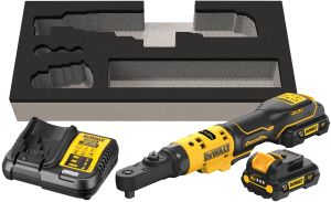 Аккумуляторный угловой гайковерт DEWALT DCF500L2G, с трещоткой, 12 В, 67 Нм, 450 об/мин, с 2 АКБ 3 Ач и ЗУ, в чехле (DCF500L2G-QW)
