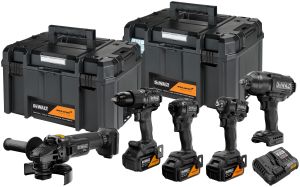 Аккумуляторный набор DEWALT McLaren Limited Edition DCK5222MP3T, 18 В: 5 инструментов, с 3 АКБ 5 Ач и ЗУ, в 2 кейсах TSTAK