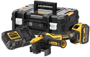 Аккумуляторная угловая шлифмашина DEWALT DCG409VST1, 18/54 В, 125 мм, 9000 об/мин, с АКБ 6 Ач и ЗУ, в кейсе TSTAK (DCG409VST1-QW)
