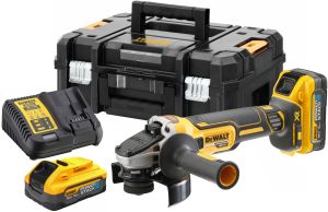 Аккумуляторная угловая шлифмашина DEWALT DCG405H2T, 18 В, 125 мм, 9000 об/мин, с 2 АКБ 5 Ач и ЗУ, в кейсе TSTAK (DCG405H2T-QW)