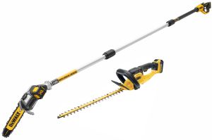 Аккумуляторный набор садовой техники DEWALT, 18 В: высоторез-сучкорез DCMPS567 + кусторез DCM563, с АКБ 5 Ач и ЗУ