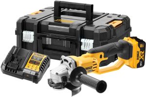 Аккумуляторная угловая шлифмашина DEWALT DCG412P1T, 18 В, 125 мм, 7000 об/мин, с АКБ 5 Ач и ЗУ, в кейсе TSTAK (DCG412P1NT-XJ)