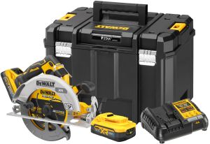 Аккумуляторная дисковая пила DEWALT DCS573H2T, 18/54 В, 190 мм, 5500 об/мин, с 2 АКБ 5 Ач и ЗУ, в кейсе TSTAK (DCS573H2T-QW)