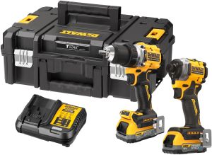 Аккумуляторный набор DEWALT DCK2050E2T, 18 В: дрель-шуруповерт DCD805 + шуруповерт DCF850, с 2 АКБ 1.7 Ач и ЗУ, в кейсе TSTAK