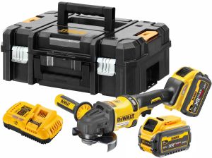 Аккумуляторная угловая шлифмашина DEWALT DCG418X2, 54 В, 125 мм, 9000 об/мин, с 2 АКБ 3 Ач и ЗУ, в кейсе TSTAK (DCG418X2-QW)