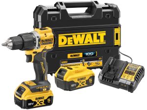 Ударная дрель-шуруповерт DEWALT DCD100YP2T, 18 В, 1650 об/мин, 28050 уд/мин, с 2 АКБ 5 Ач и ЗУ, в кейсе TSTAK (DCD100YP2T-QW)