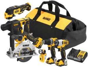 Аккумуляторный набор DEWALT DCK611P1D2, 12 В: дрель + шуруповерт + перфоратор + пила + реноватор + фонарь, с 3 АКБ и ЗУ, в сумке