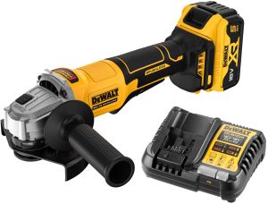 Аккумуляторная угловая шлифмашина DEWALT DCG408P1, 18 В, 125 мм, 9000 об/мин, с АКБ 5 Ач и ЗУ (DCG408P1N-XJ)