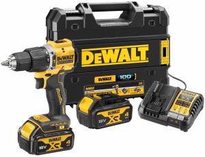 Ударная дрель-шуруповерт DEWALT DCD100YM2T, 18 В, 1650 об/мин, 28050 уд/мин, с 2 АКБ 4 Ач и ЗУ, в кейсе TSTAK (DCD100YM2T-QW)