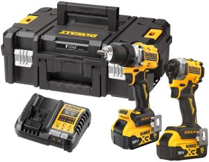 Аккумуляторный набор DEWALT DCK2051P2T, 18 В: дрель-шуруповерт DCD800 + шуруповерт DCF850, с 2 АКБ 5 Ач и ЗУ, в кейсе TSTAK