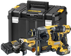 Аккумуляторный набор DEWALT DCK330P2T: дрель-шуруповерт DCD800 + УШМ DCG405 + перфоратор DCH273, с 2 АКБ 5 Ач и ЗУ в кейсе TSTAK