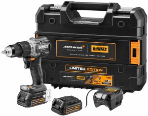 Ударная дрель-шуруповерт DEWALT McLaren Limited Edition DCD85ME2GT, 18 В, 2000 об/мин, с 2 АКБ 1.7 Ач и ЗУ, в кейсе TSTAK